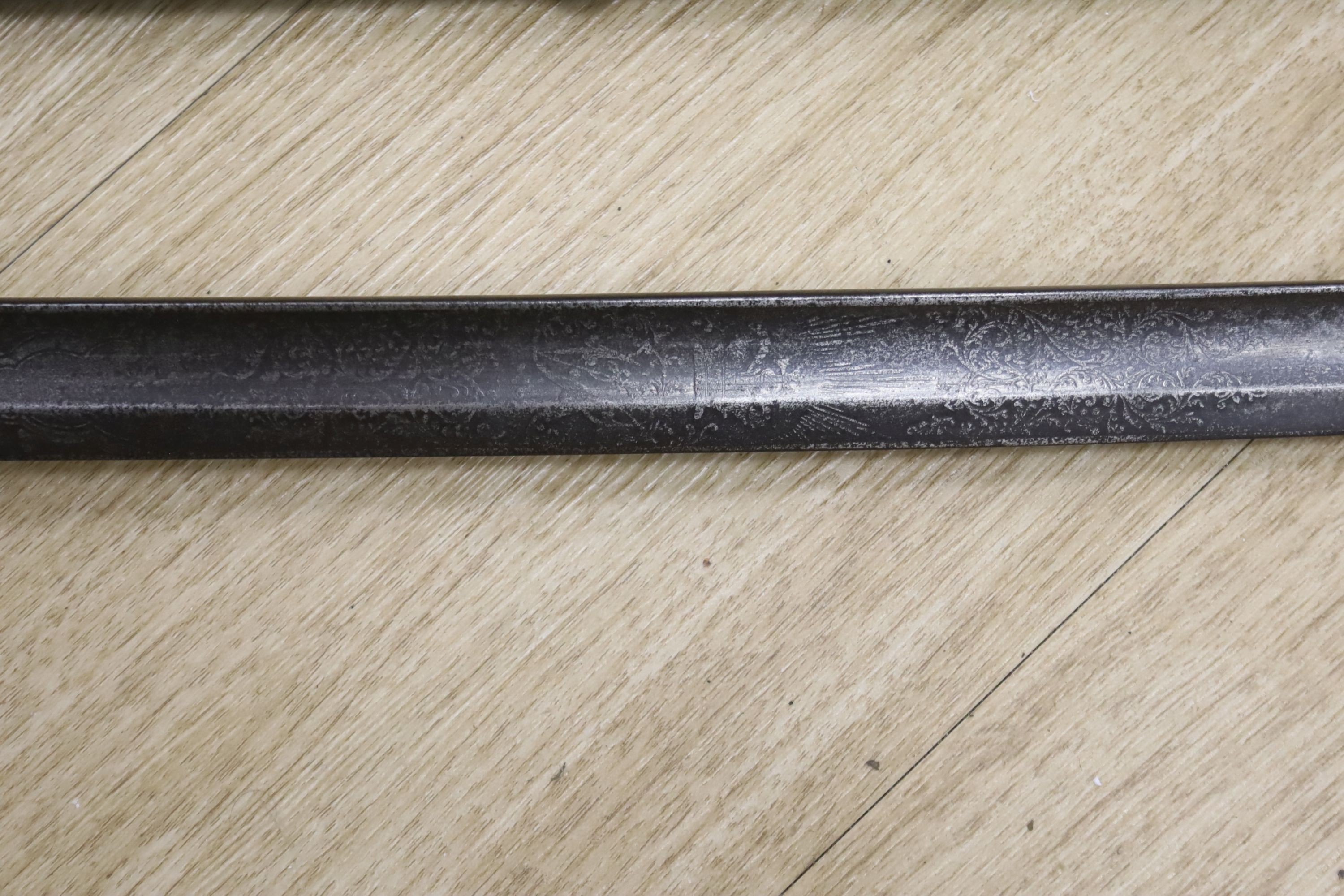 A light Cavalry officer's sword, blade etched 